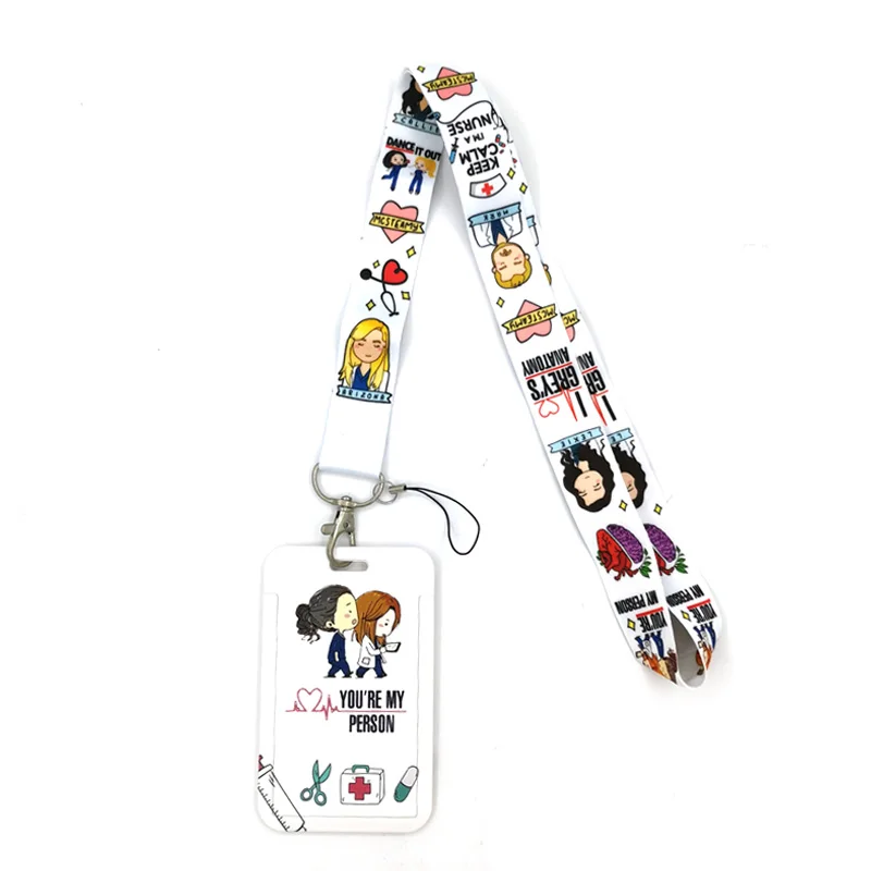 Grey's Anatomy Medical Doctor Nurse Lanyard Credit Card ID Holder Bag Student Women Travel Card Cover Car Keychain Decorations