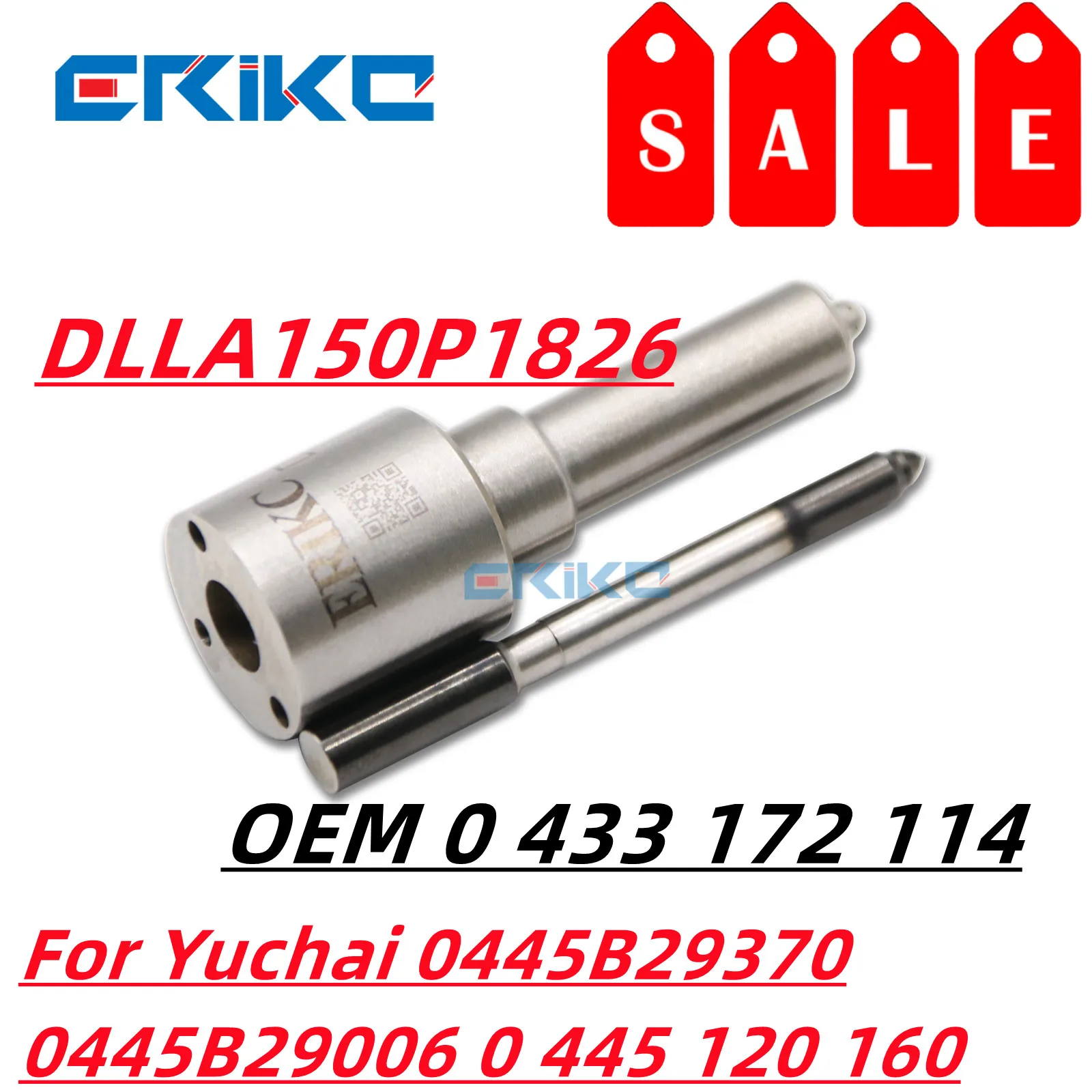 DLLA150P1826 0 433 172 114 Diesel Fuel Injector 0445120160 Nozzle DLLA 150 P 1826 For Yuchai 0445B29370 0445B29006 0 445 120 160