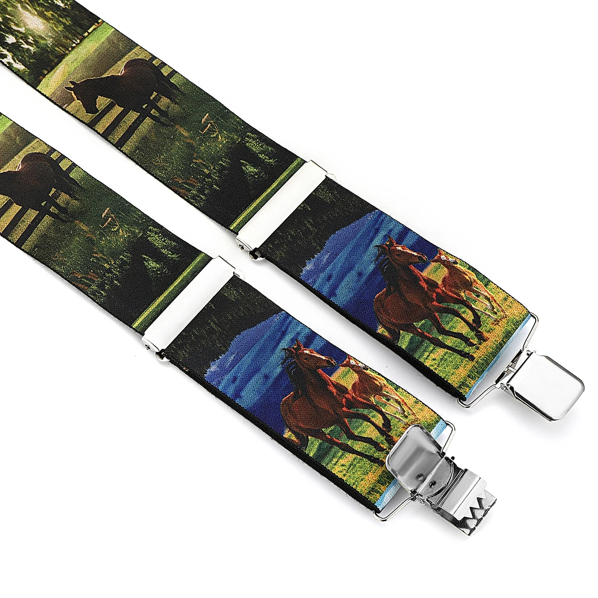 Printed Camouflage Suspenders with Animal Patterns, Adjustable and Non-Slip