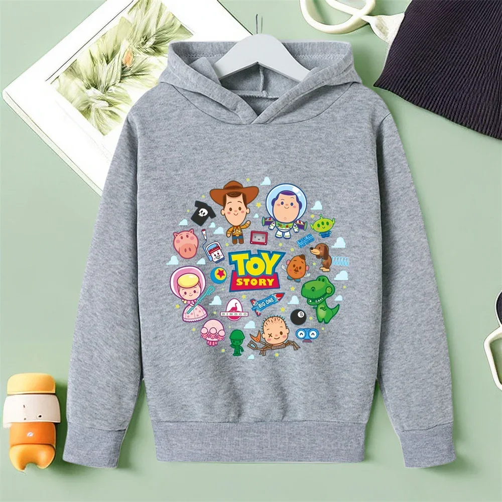 New Fall 2024 Disney Toy Story Buzz Lightyear Hoodies Casual Hip Hop Streetwear Long Sleeves Sweatshirts Boys Girls Tops Coats