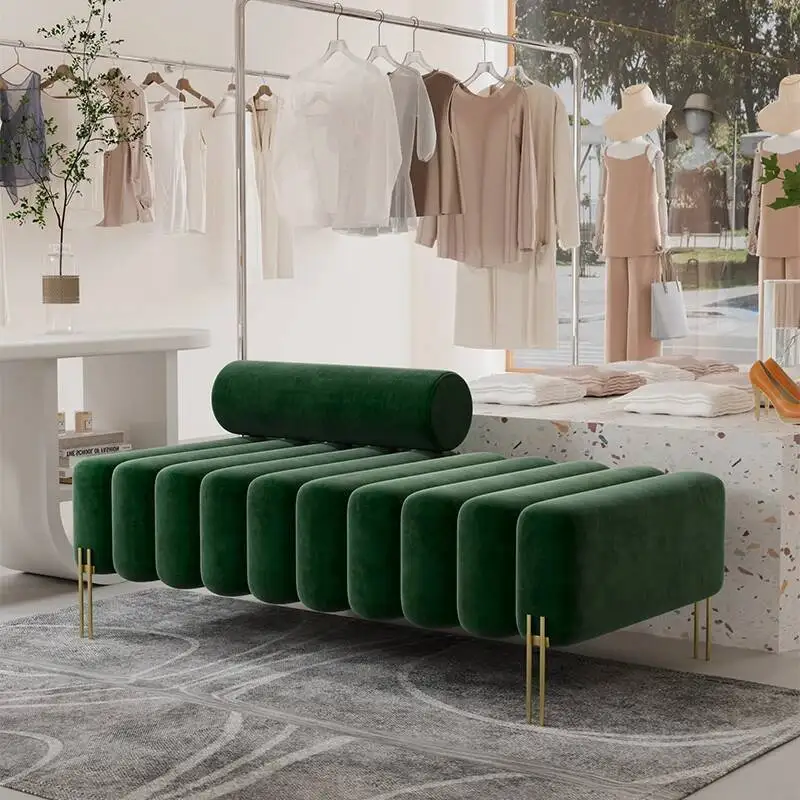 clothing Designer European style bed end stool, internet famous piano key, long stool, store, sofa stool, creative bedroom cream