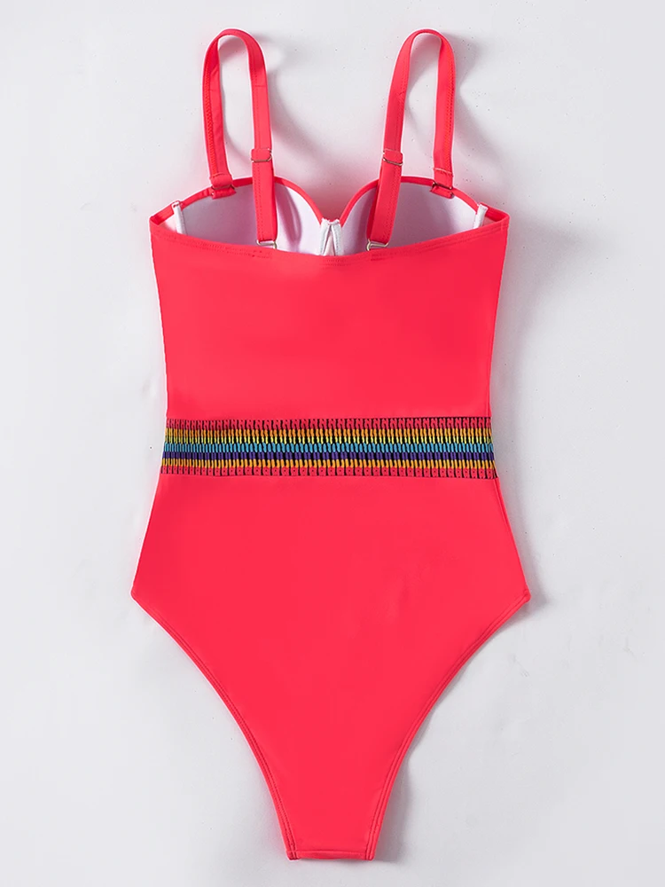 Push Up Swimsuit One Piece Patchwork Swimwear Women 2023 New Sexy Underwired Bodysuit Women Bathing Suits Swimming Suits