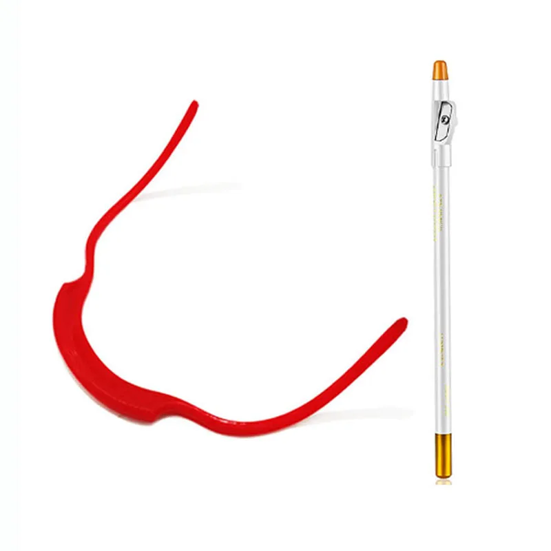 2 قطعة مجموعة قلم رصاص اللحية الأبيض البلاستيك الماعز المشكل أداة تشكيل اللحية تتبع دليل لخط قلم رصاص حتى أداة قص اللحية المتقلب