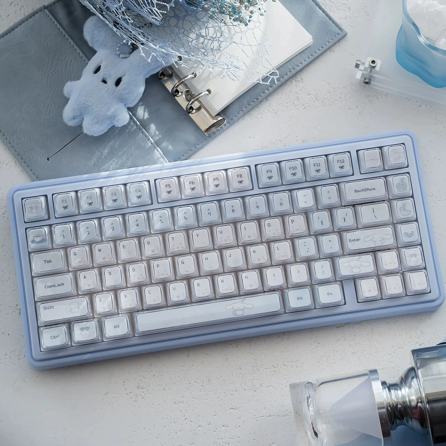 Kawaii Sanrio My Melody Cinnamoroll Crystal Jelly Keycaps KDA Profile PBT+PC Magnetic Switch Gaming Mechanical Keyboard Keycap