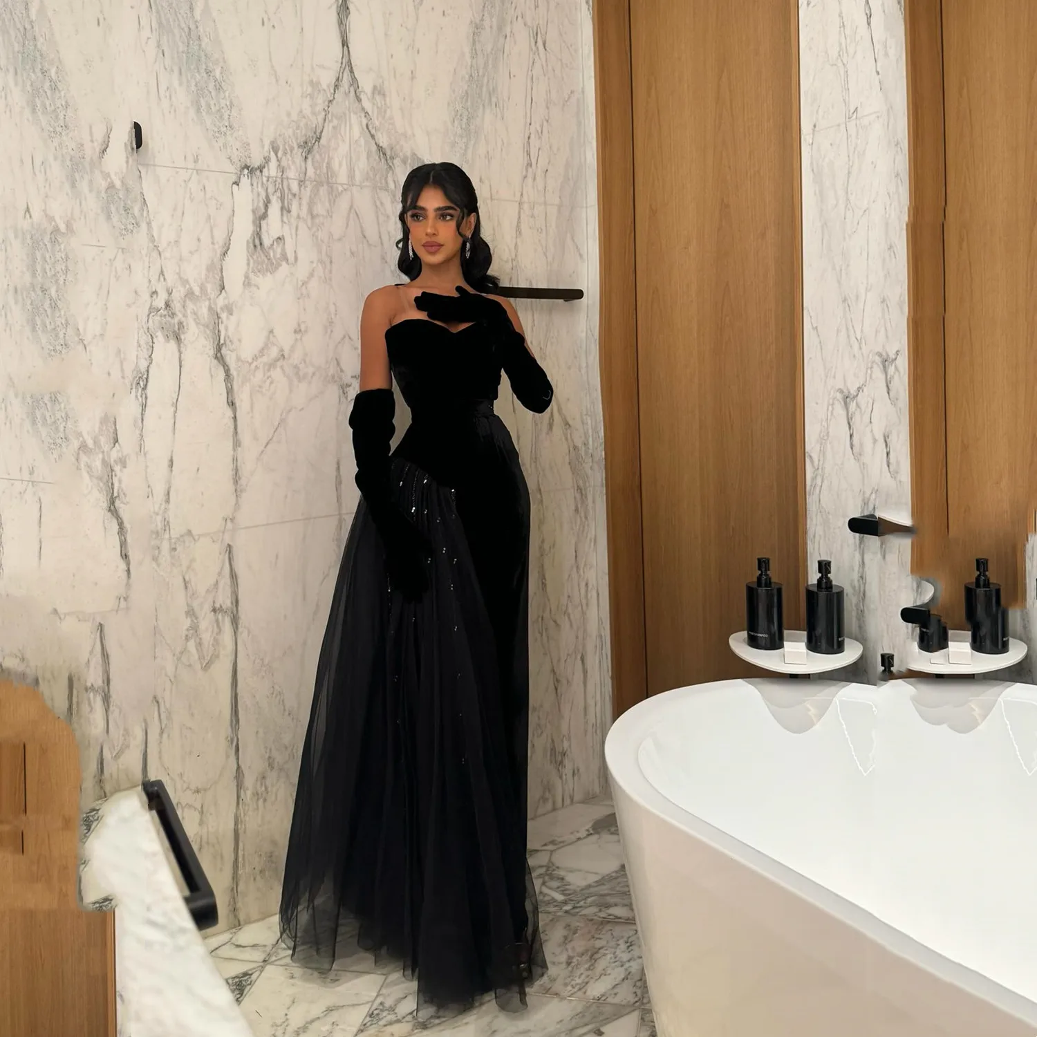 

Роскошные женские вечерние платья трапециевидной формы Lorrtta для особых случаев, элегантные вечерние платья по индивидуальному заказу 20, فساتين سهرة, черный