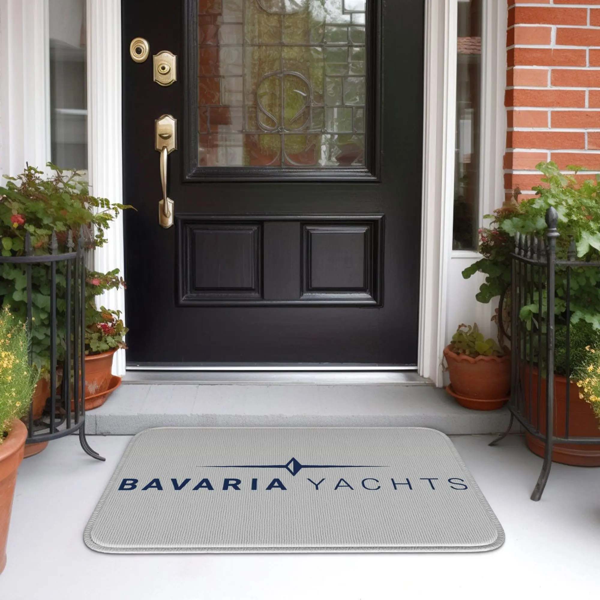 Bavaria Yachts Blue Silver Logo Doormat Water oil proof Carpet Rug Kitchen Entrance Home Floor Mat for Bedroom Footpad Mats
