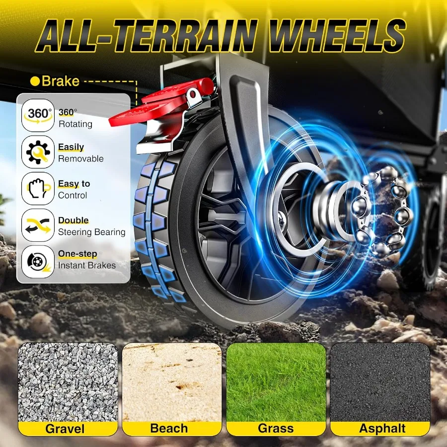 عربة عربة قابلة للطي وقابلة للطي 150 لتر 360 رطلًا عربة شاطئ ذات سعة كبيرة مع 360 عجلات لجميع التضاريس أصغر F