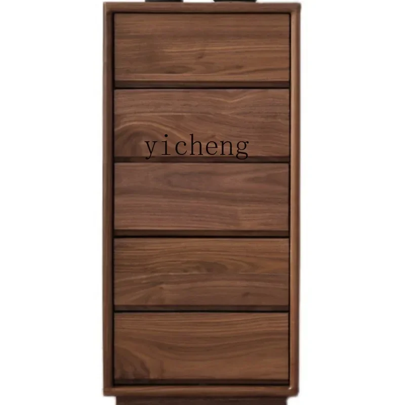 

Black Walnut Wooden Chests of Drawers Small Apartment White Oak TV Side Cabinet Bedroom Storage Cabinet