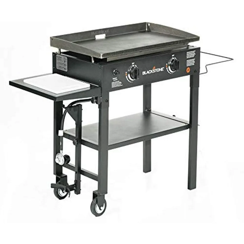 

1853 Flat Top Gas Grill 2 Burner Propane Fuelled Rear Grease Management System 28” Outdoor Griddle Station for Camping