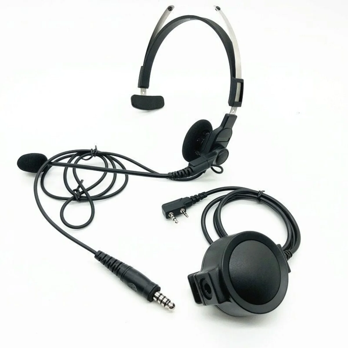 

C6 Single-Sided Over-Ear Headphones 7.1mm + K Plug PTT for Kenwood Baofeng Radio Adjustable Heardset Earpiece with Microphone