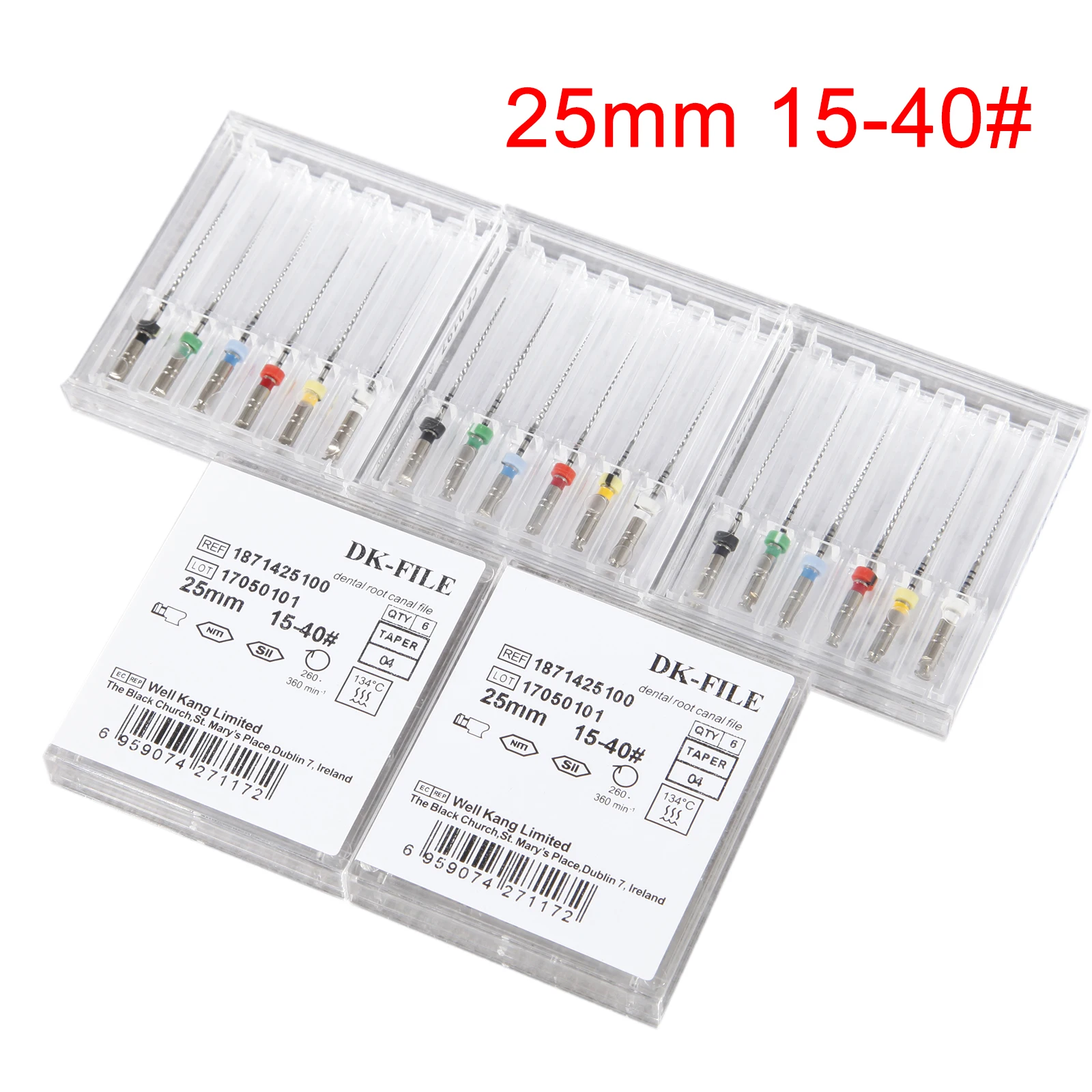 5 Pack Dental Endodontic NiTi Root Canal DK Files 25mm Taper .06/04(04 #15-40）for Engine Use 6PCS Mixed Package