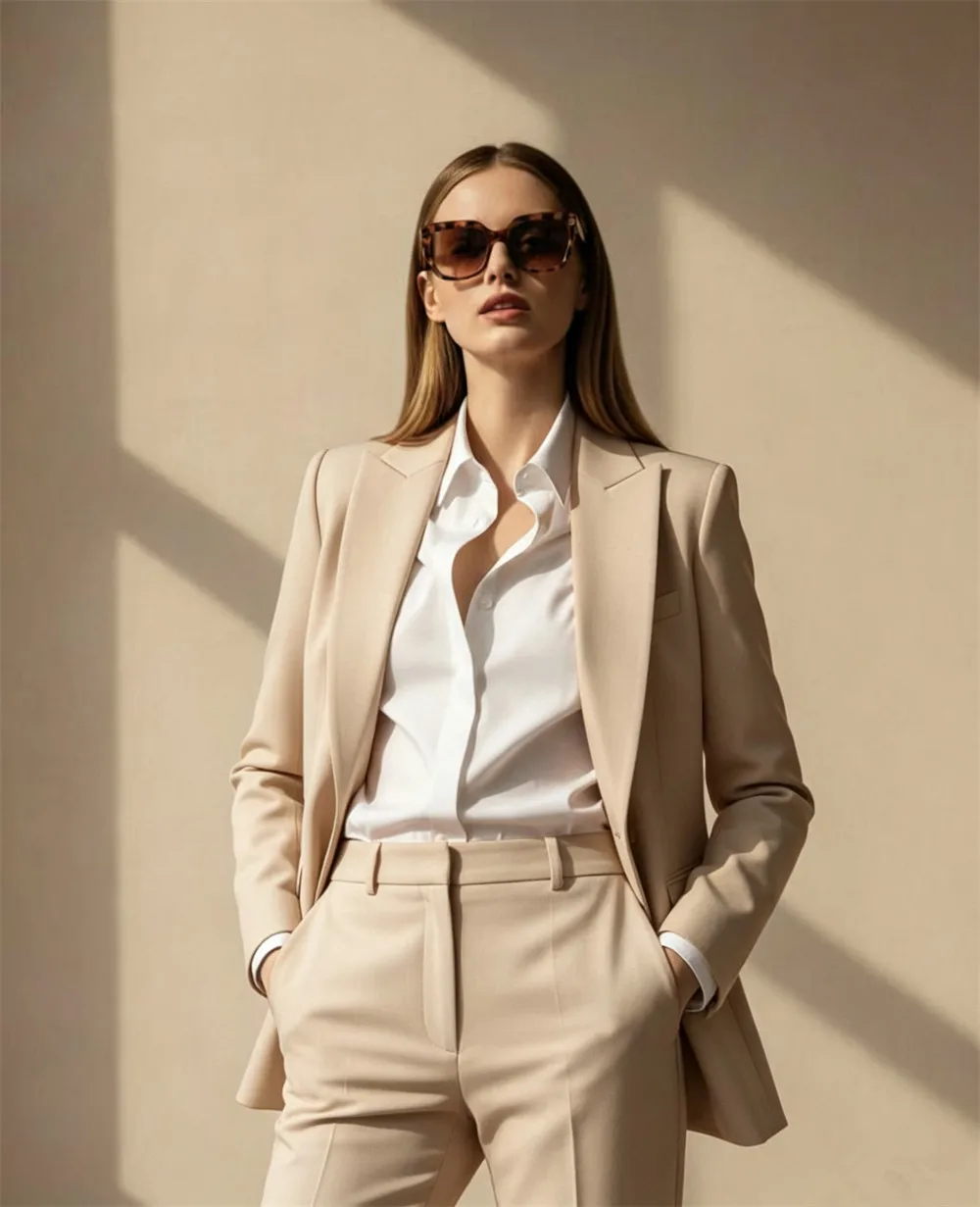 Women’s Orange Power Suit 2 Piece Set Tailored Blazer & Pants Office Wear Party Outfit Chic Formal Suits (Blazer+Pants)