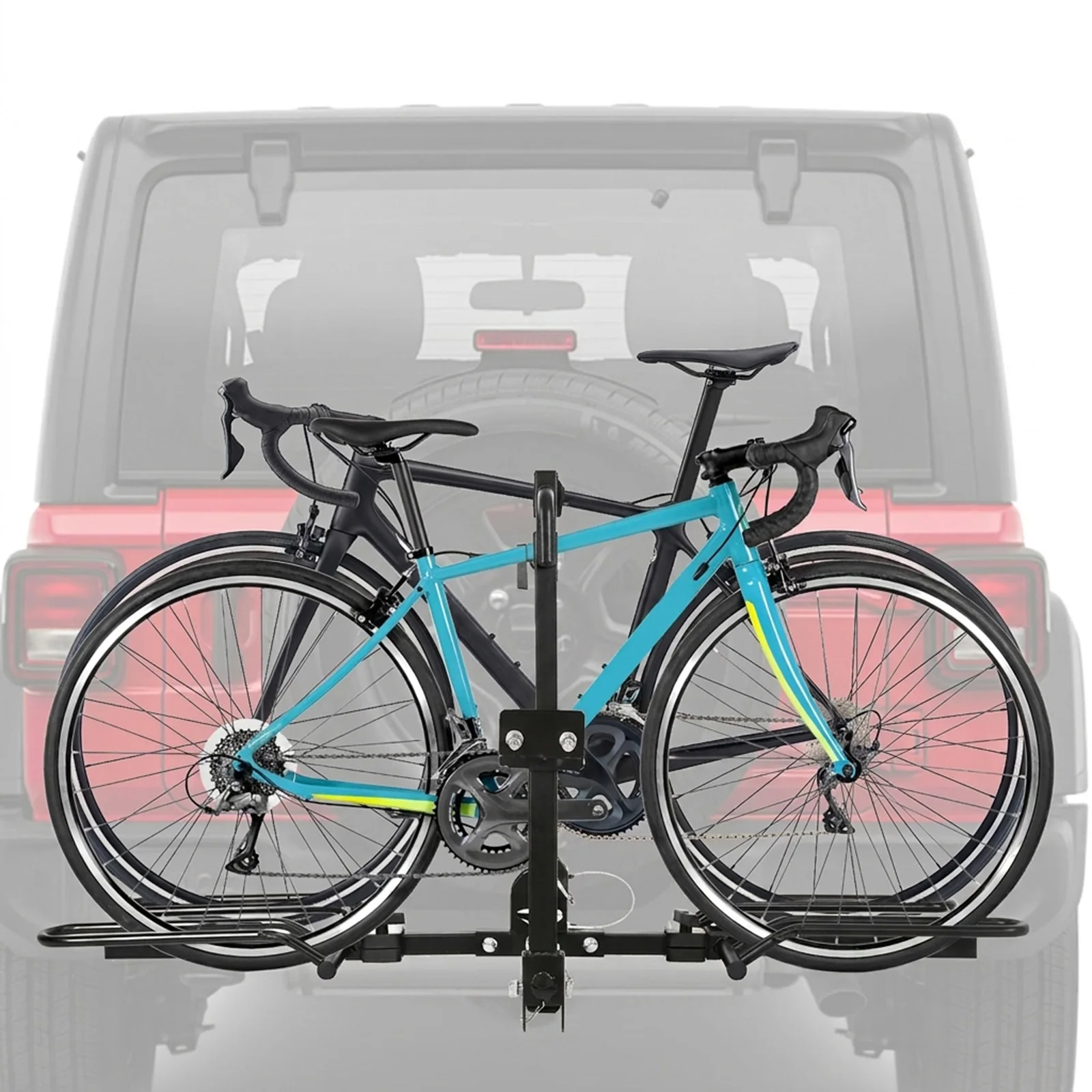 

2 Bikes Bicycle Carrier Rack Anti Wobble Tilting Trailer Hitch Bike Rack Car Rear Hanging Frame for Standard Fat Tire and E-Bike
