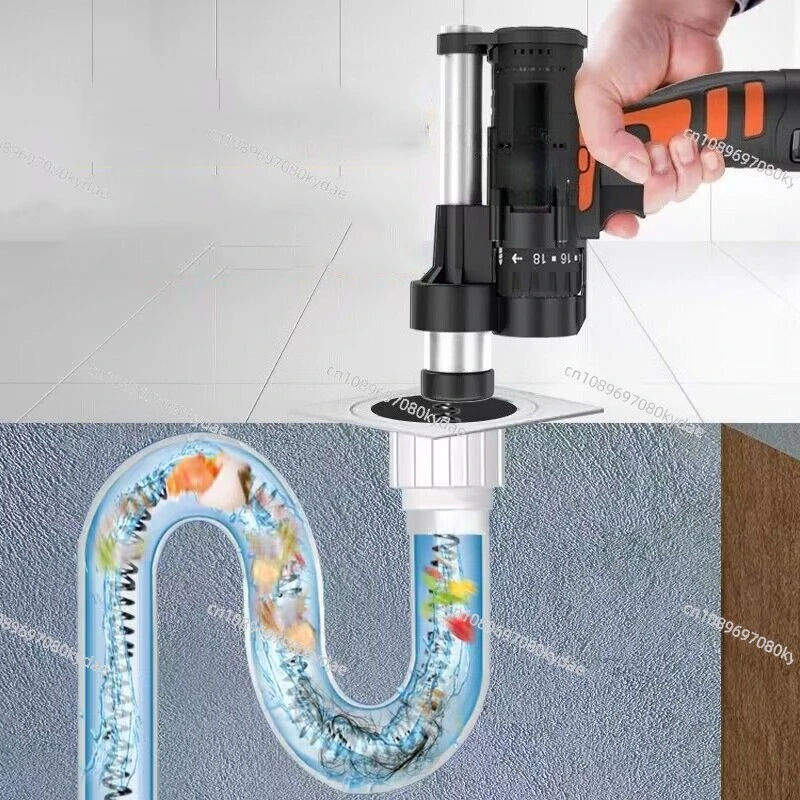 Cordless Electric Drain Cleaner 7.5M 800Rpm Spiral Pipe Snake for Toilet Bathroom Sink Shower - Clog Removal Tool for Sewer