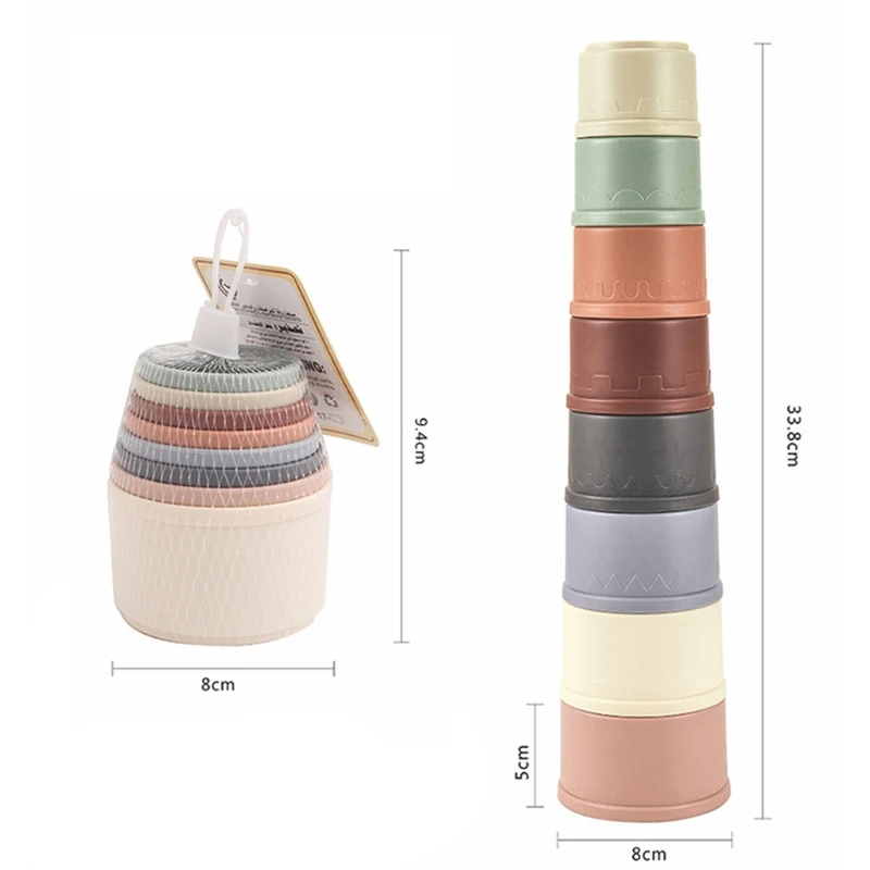 Baby Stacking Cup Toys Baby Early Educational Toys Stacking Tower Montessori Toys Baby Bath Toys Children Gift Dropshipping