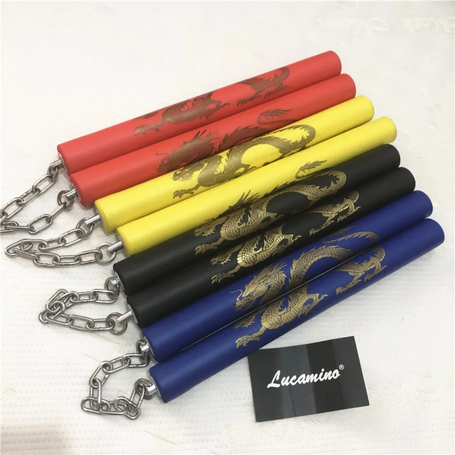 حار فنون الدفاع عن النفس Nunchaku رغوة التنين نمط الأسود فنون الدفاع عن النفس Nunchucks الفولاذ المقاوم للصدأ العصي الكونغ fuTrainer للمبتدئين #2