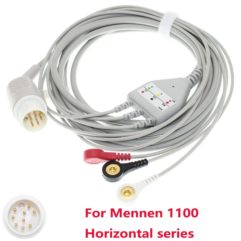 

9 pins ECG EKG 3/5 Lead one-piece Cable and Electrode Leadwire Compatible Mennen 900 1100 1110 Horizon Series Patient monitor.