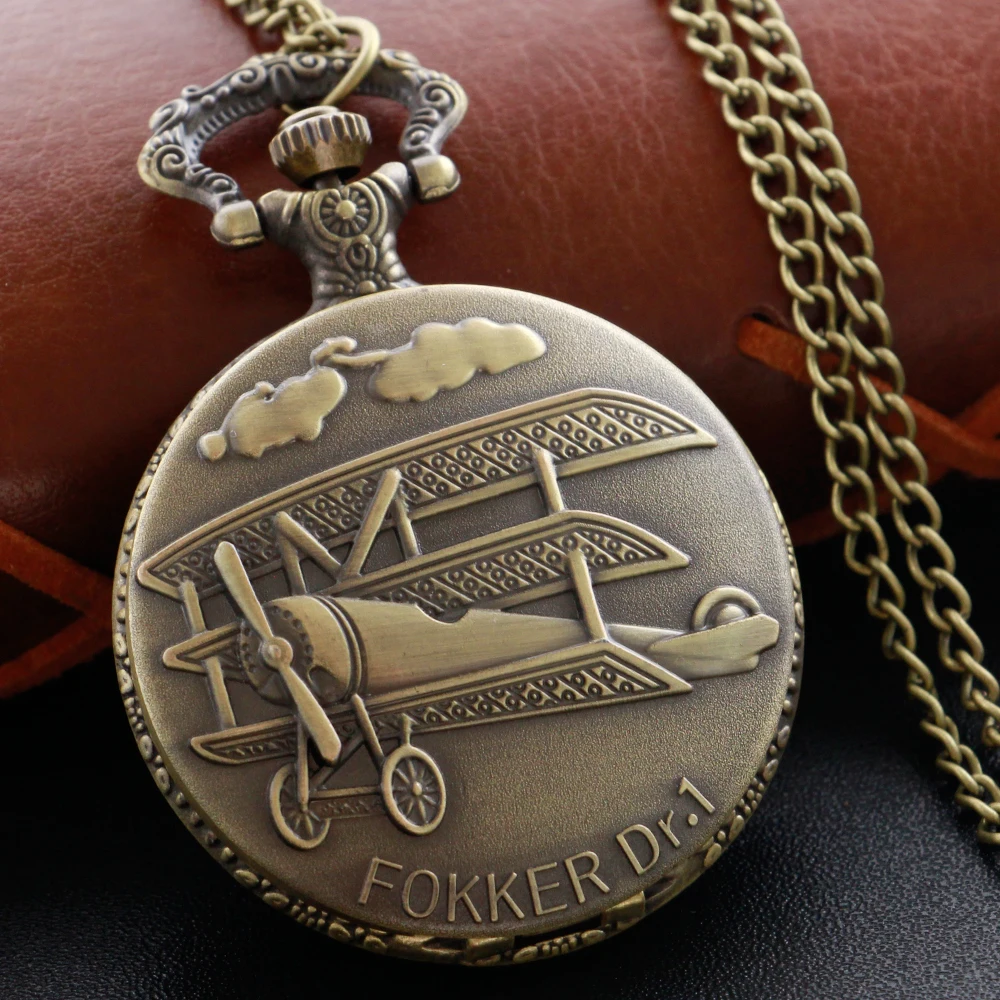 Montre de poche à Quartz Vintage Steampunk Xh3034, en Relief d'avion, à la mode, collier pendentif avec chaîne cadeau