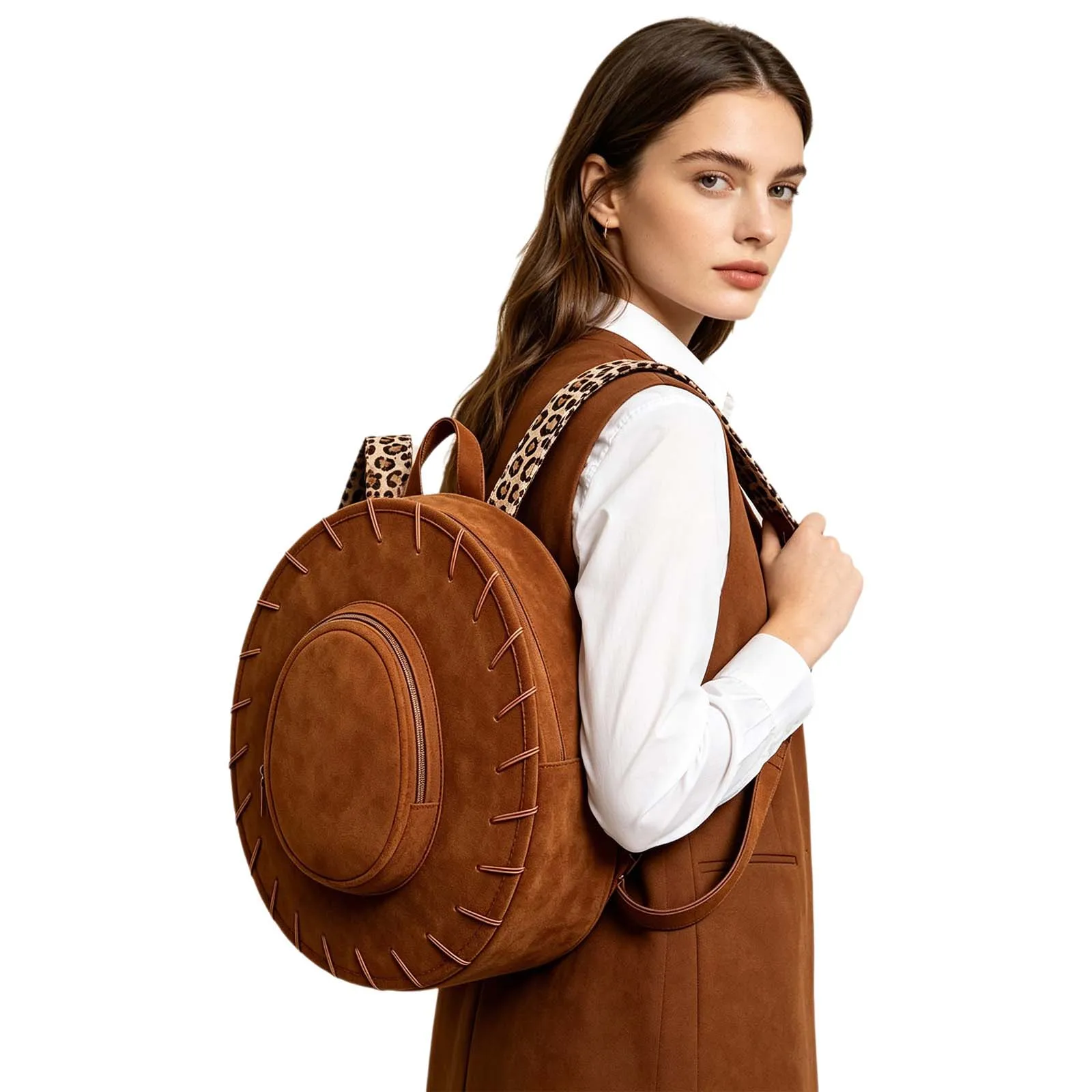 Picture 3: Women Western Cowgirl Hat Shaped Backpack Adjustable Leopard Print Shoulder Straps Bag Casual Daily Life Halloween Cosplay