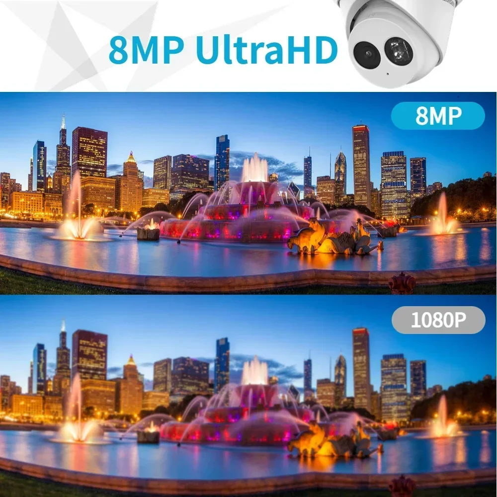 الأصلي HIK 4K 8MP برج ثابت DS-2CD2387G2-LSU/SL POE IP كاميرا تلفزيونات الدوائر المغلقة الأمن كاميرا شبكة مراقبة