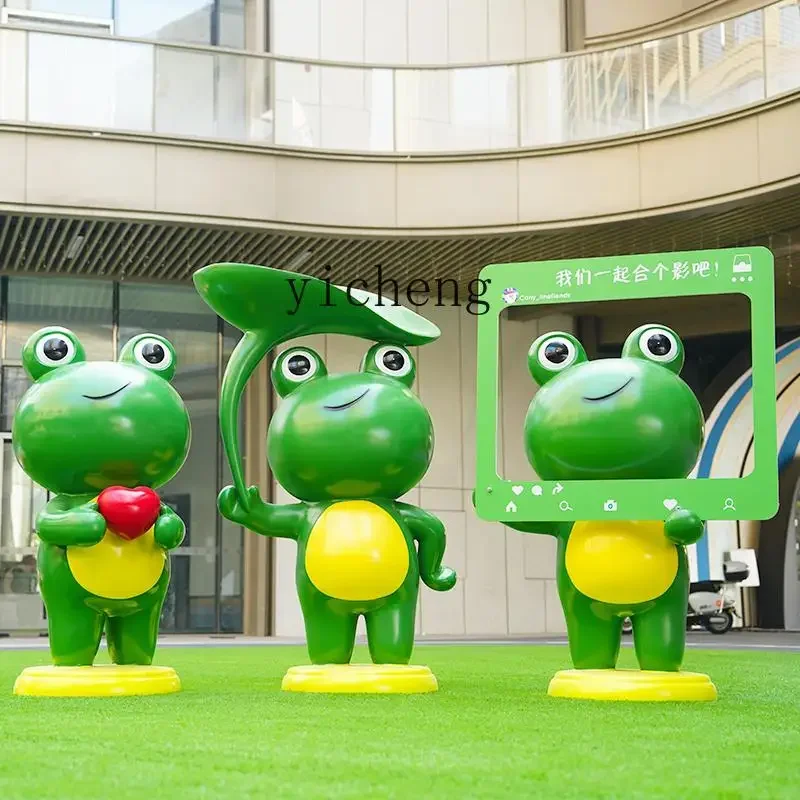 L7-15 outdoor cartoon frog sculpture floor-to-ceiling ornament shopping mall Meichen restaurant welcome decoration