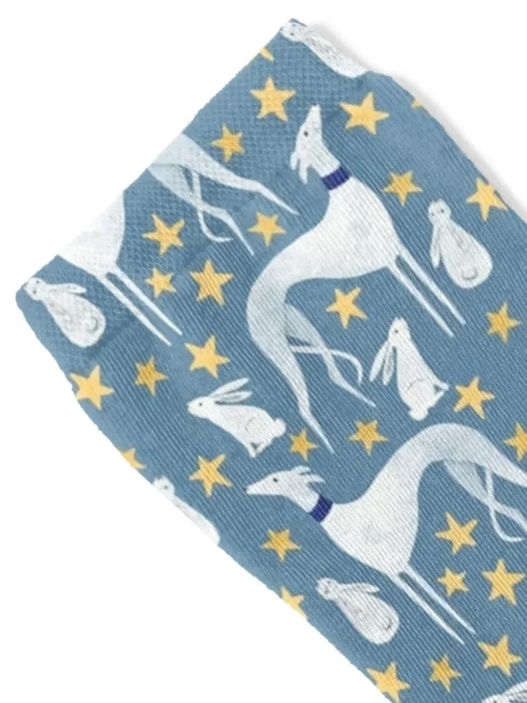 Galgo, hare and stars Socks aesthetic Stockings floor Mens Socks Women's