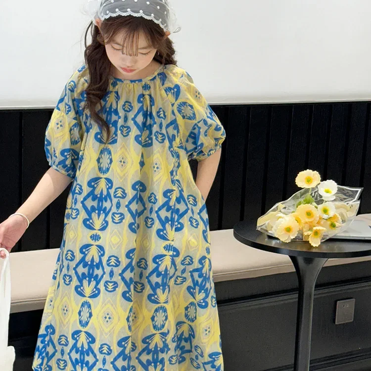 Summer Dresses for Girls Fashion Casual Shirt Princess Dress Kids Clothes Holiday Daily Chic Flowy Graceful Teen Children Dress