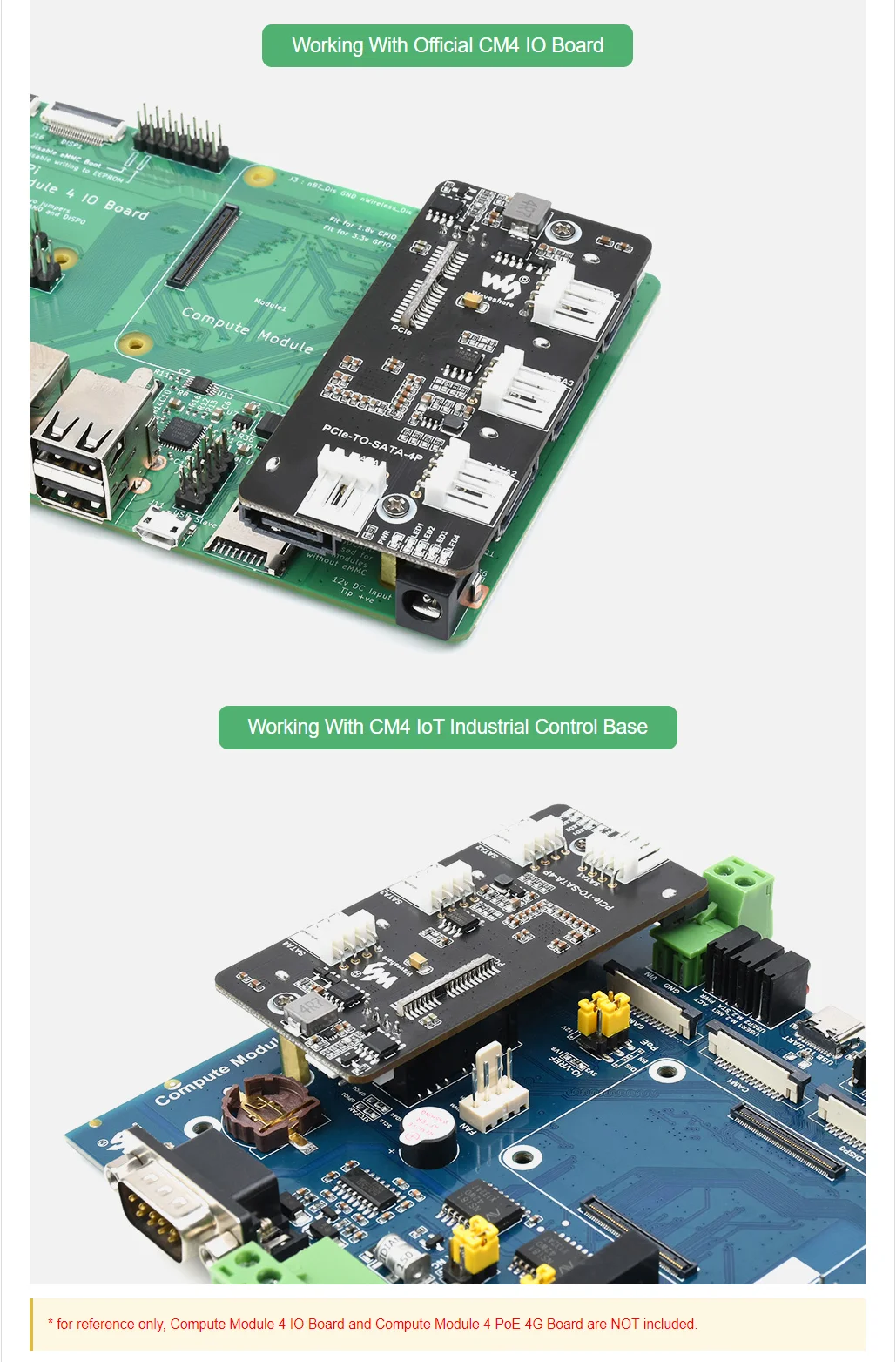 Placa de desarrollo expansora PCIe a 4-Ch SATA 3,0 para Raspberry Pi Compute Module 4 CM4 IO Board 6Gpbs interfaz SATA de alta velocidad