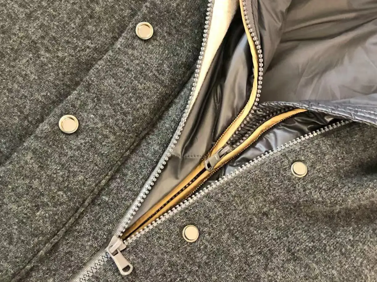 겨울 신상 후드 다운 베스트 투피스 구스다운 따뜻한 두꺼운 캐시미어 울 여성 코트