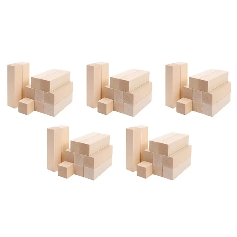 AA81-Large Carving Wood Blocks (50 Pack) 4 X 1 X 1 Inches Unfinished Basswood Project Craft Kit DIY Hobby Set For Beginners
