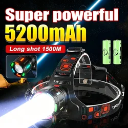 Most Powerful Rechargeable Head Flashlight Fluorescence Led Headlamp Camping Headlights Hunting Head Torch Hiking Front Lantern