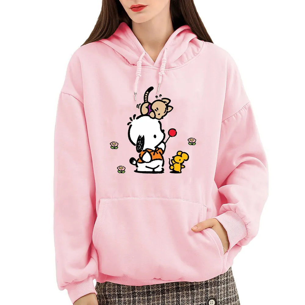 Pochacoo-Sweat à capuche dessin animé pour femme, sweats à capuche roses, mode graphique, sweat-shirt décontracté, vêtements d'hiver, Y-Kawaii