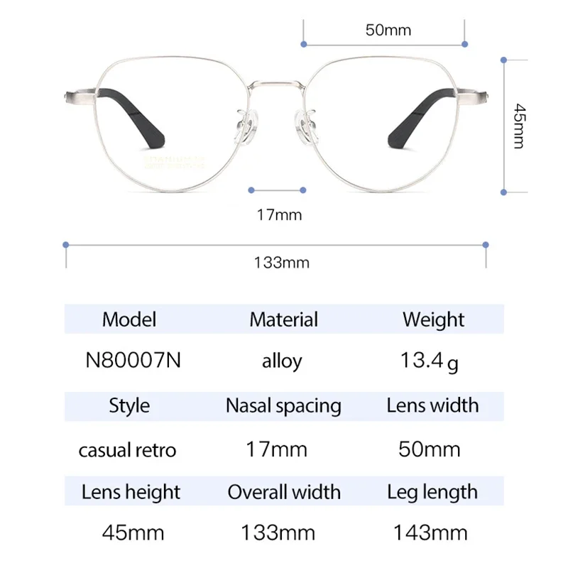 New Hot Full Rim Optical Eyeglasses Frame Alloy High Quality Prescription Glasses with Recipe Flexible Durable Eyewear