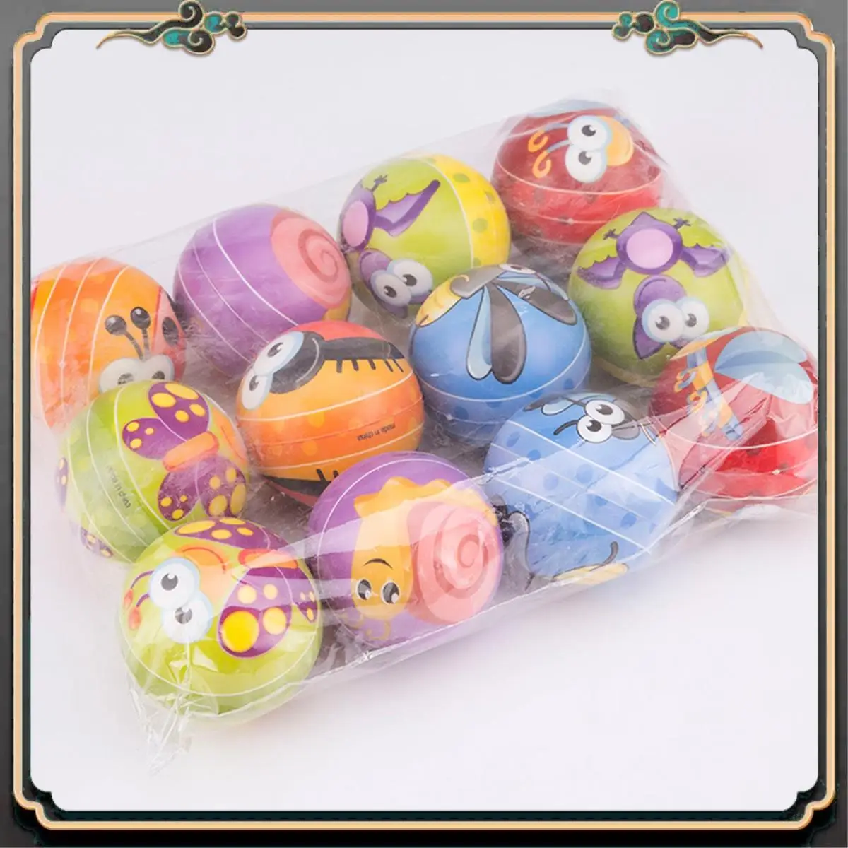 ASMA-12 Pcs 6.3Cm Cartoon Insect Foam Ball Relief Hand Wrist Exercise Balls For Children Adult