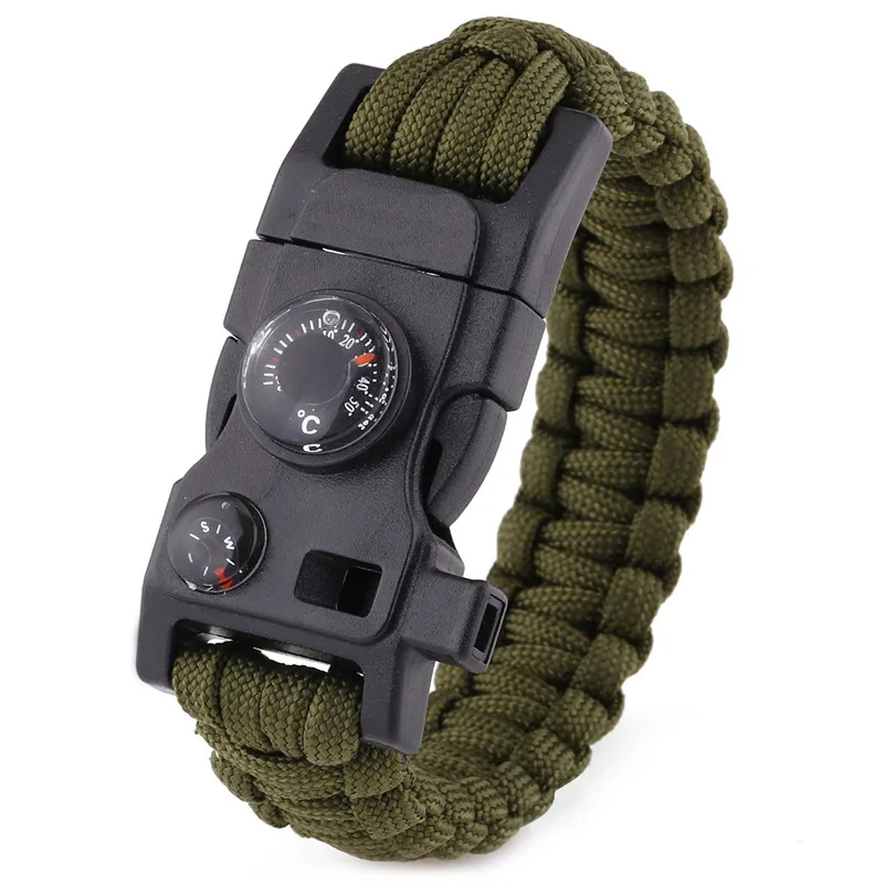 Multifunctional Outdoor Emergency Survival Paracord Bracelet Hidden Card Slots Thermometer Screwdriver Wrench 8 Tools In 1