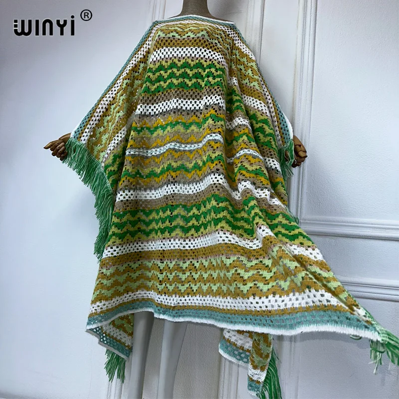 WINYI Pusta dzianinowa bluza w zimowej sukience Komfort Ciepła moda Kaftan Elegancka damska odzież zimowa dla kobiet poncho imprezowe