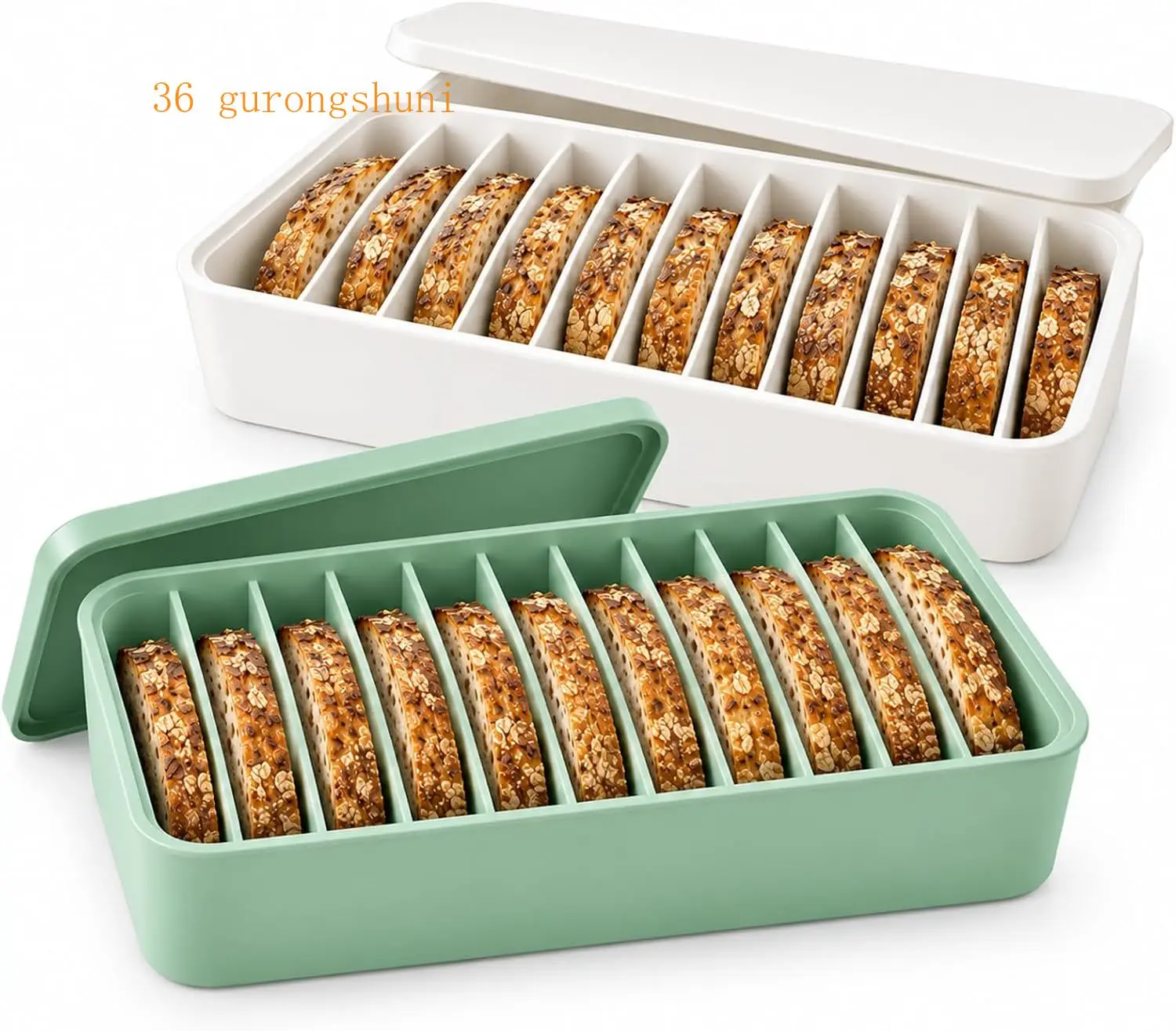 11-Slot Bread Freezer Box, Sourdough Bread Storage Container 11 Individual Slots, Thick Slice Bread Keeper, Freezer Storage
