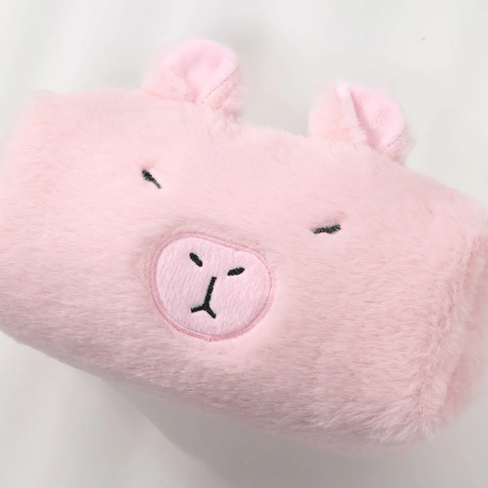 Sac à stylo en peluche Capybara de grande capacité pour enfants, fermeture à glissière animale, étui à crayons en peluche Capybara, poudres douces de dessin animé