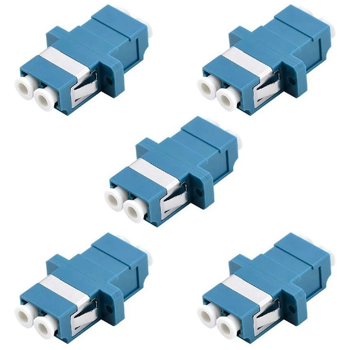 

LC Fiber Optic Adapter - LC to LC Duplex Singlemode Coupler - 5 Pack - Blue