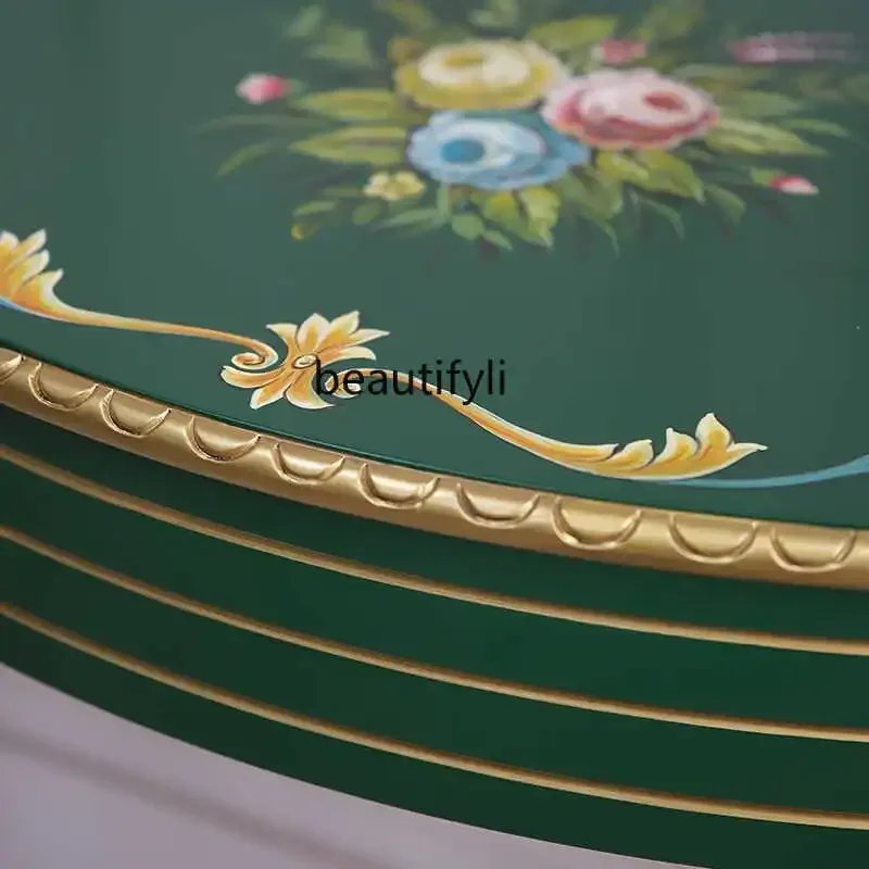 

xzAmerican entrance table, solid wood semicircle, end view table decorative strip French small apartment table