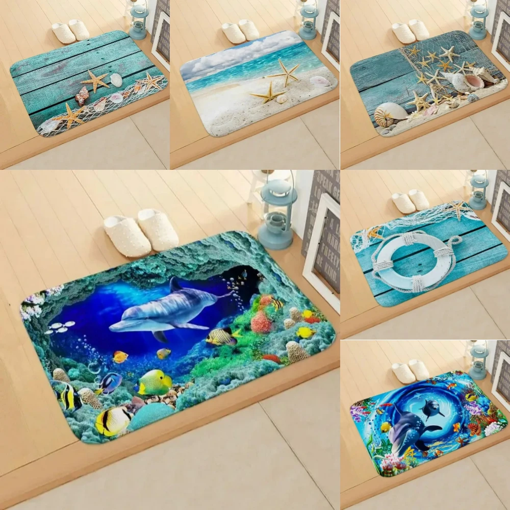 Ocean Element Bodenmatte Wohnzimmer Schlafzimmer Eingang Fußmatte Teppiche Küche Haustürmatten Rutschfester Teppich Bodenmatte Home Decor