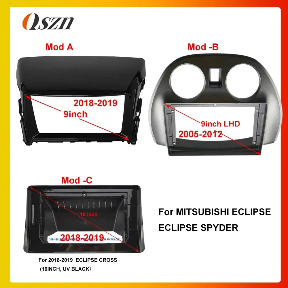 

QSZN 9 Inch Car radio Frame Fascia For Mitsubishi Eclipse Cross 2018-2019 Audio Trim Panel Dashboard Mount Kit 2 Din DVD Stereo