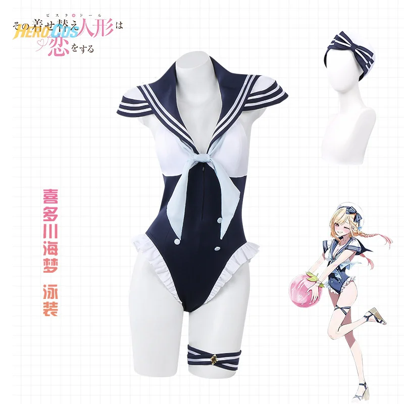 

Anime My Dress-Up Darling Kitagawa Marin Cosplay Costume Navy Style Swimsuit Uniform Hallowen Play Role Clothes Clothing