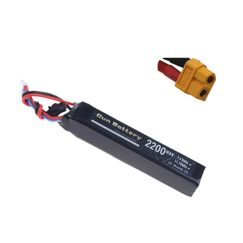 7.4V 2200mAh toy lithium battery 11.1v SM head T XT60 toy battery