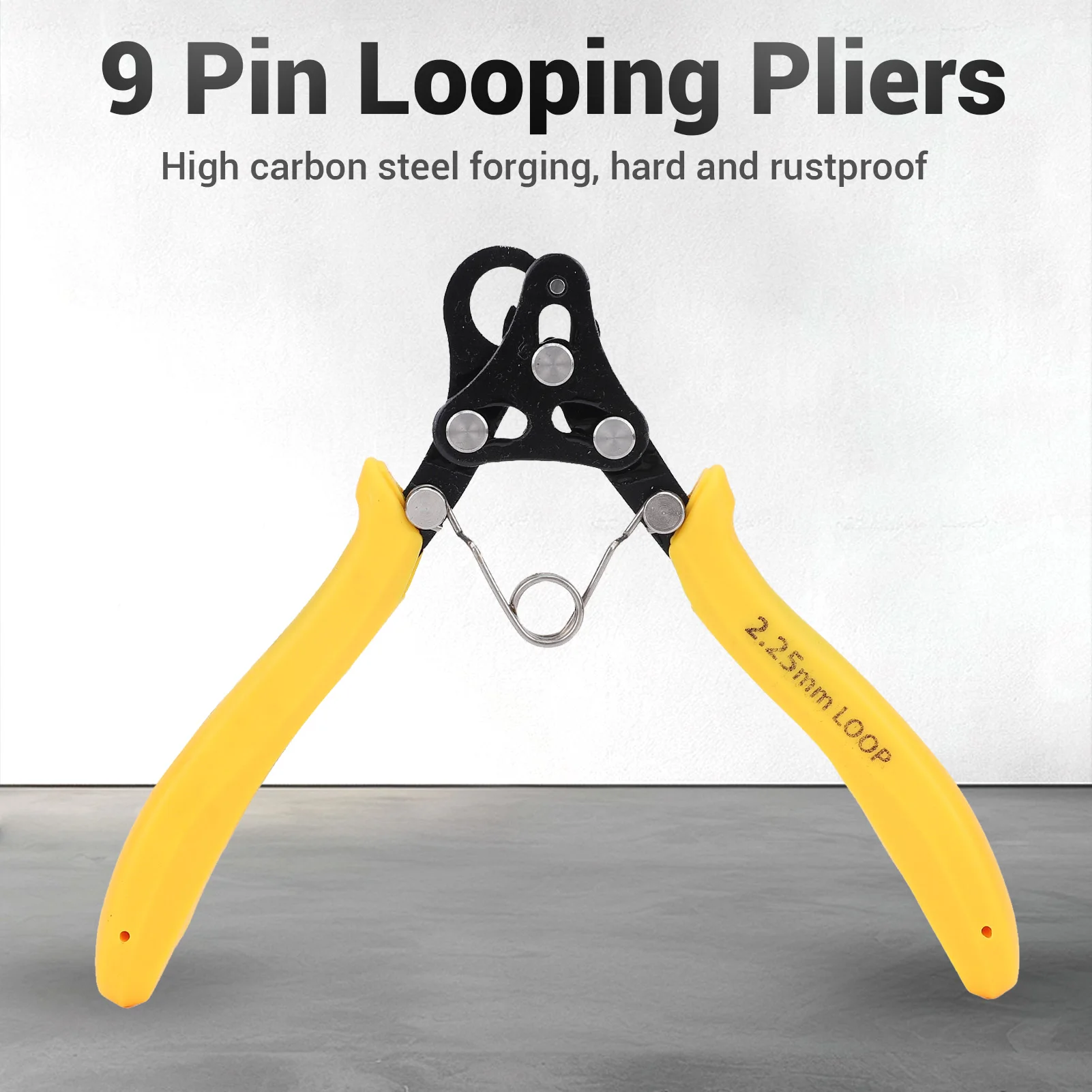 

One-step Winding Machine 2.25mm 9 Pin Looping Pliers for 18-26 Gauges Craft Wire Golden Silver Copper Iron Winding Yellow Handle