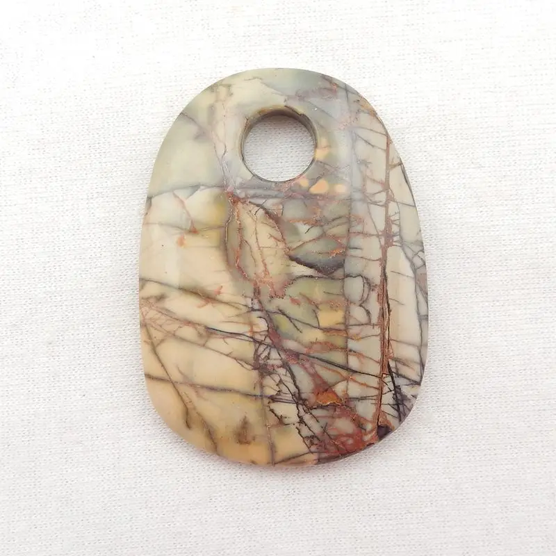 Fashion Jewelry Natural Stone Multi-Color Picasso Jasper Pendant Bead 53x38x8mm,24.8g Semiprecious DIY Necklace Accessories