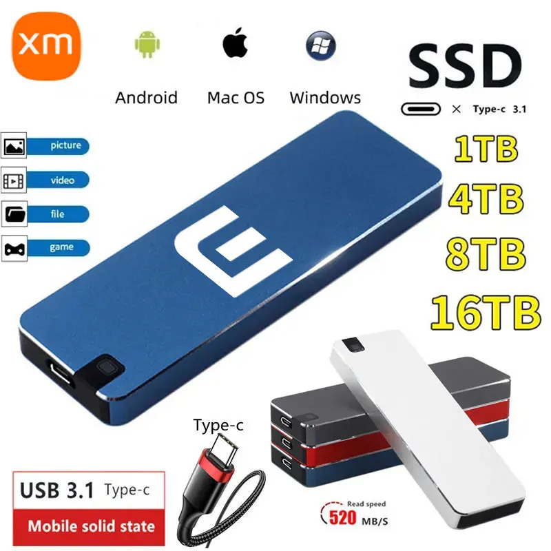 

Внешний ssd 1 ТБ USB3.1 высокоскоростной портативный M.2 ssd 500g 2 ТБ твердотельный накопитель 4 ТБ внешний ssd жесткий диск для xiaomi для ноутбука