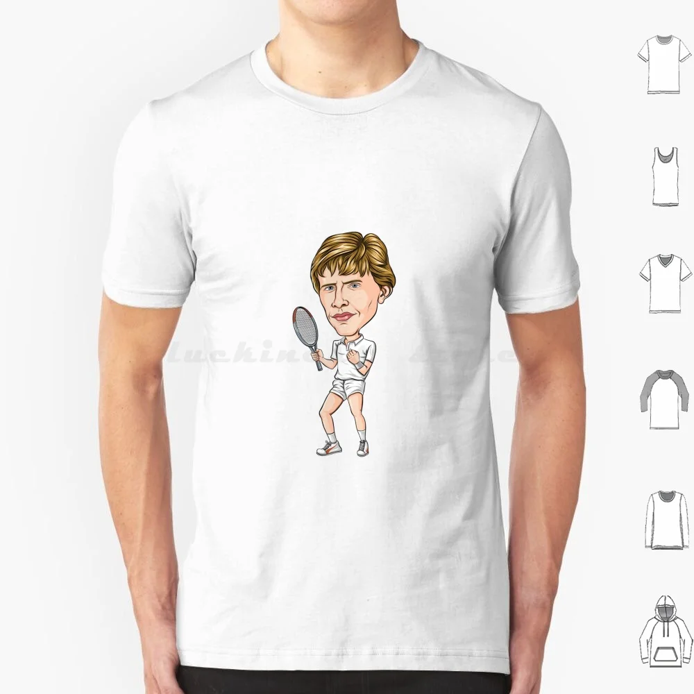 Camiseta Boris Becker 6xl de algodão, camiseta estilosa, Boris Becker, tênis, ATP, Grand Slam, ícone esportivo, tênis profissional, desenho animado, Match Point Sport