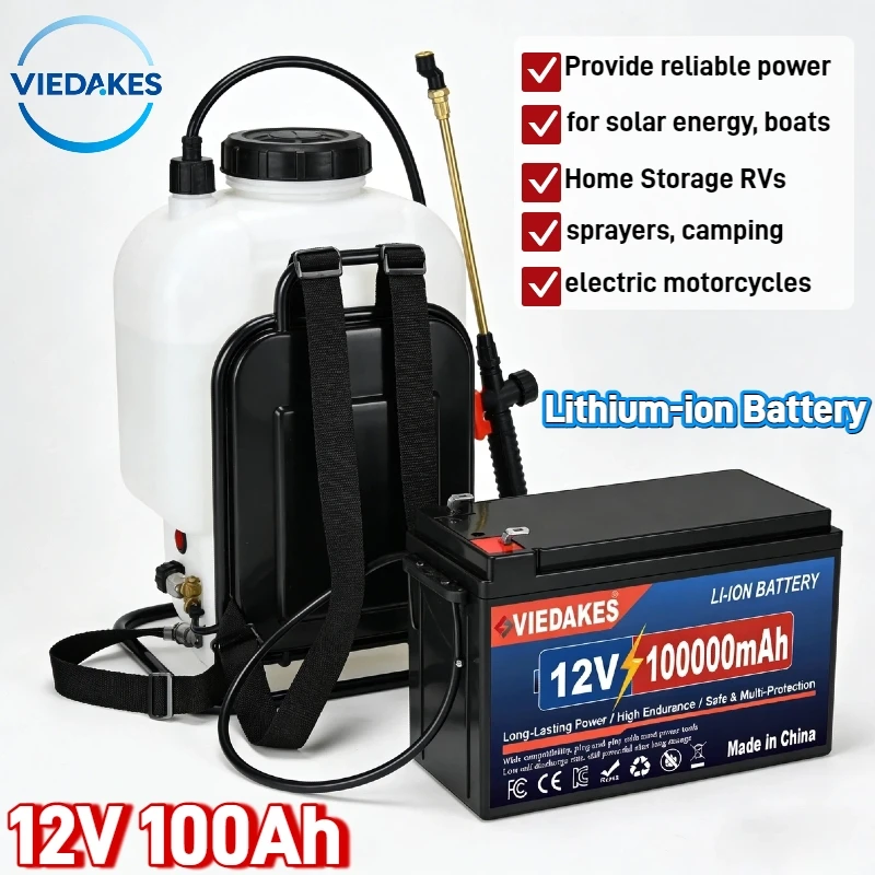 

Deep Cycle 12V LiFePO4 Battery 100Ah - High-Discharge Rate for sprayers Trolling Motor Boat RV Solar Camping Off-Grid
