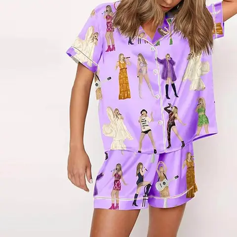 Women's Pajamas Taylor Pajamas Set Shirt And Pant 2 Piece Set Matching Sleepwear Comfortable Homewear Trouser Sets for Fans